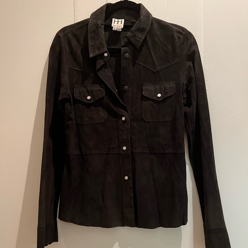 Haute Hippie suede overshirt in Black, Sz S